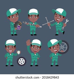 Set of technician with different poses
