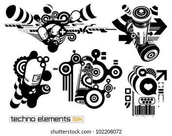 Set of techno compositions for print multimedia and web