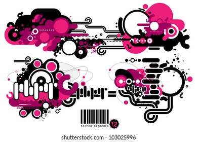 Set of techno compositions for print multimedia and web