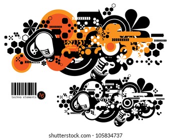 Set of techno compositions for print multimedia and web