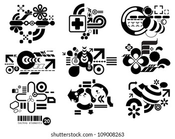 Set of techno compositions for print multimedia and web