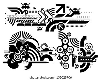 Set of techno compositions for print multimedia and web