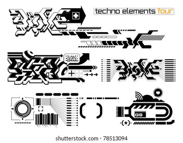 Set of techno compositions for print multimedia and web