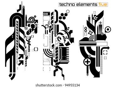 Set of techno compositions for print multimedia and web