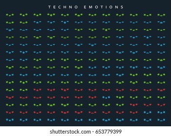 Set techno emotions to create characters. Emoji for Web.