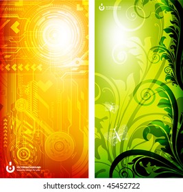 Set of techno and floral banners. eps10