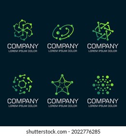 Set of Techno logo. Digitial Technology Vector Design. Connect Dot Network. Gradation style. Aplication icon. Design inspiration. Fit to your Digital media, Business, Company etc