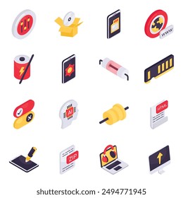 Set of Technological Accessories Isometric Icons 

