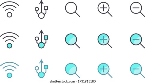 Conjunto de iconos de color tecnológico sobre fondo blanco . Elementos vectores aislados