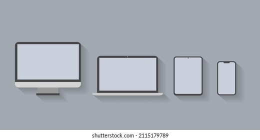 Conjunto de dispositivos tecnológicos con pantalla en blanco
