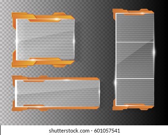 Set of technology abstract transparent glass banners for your artwork. Vector illustration
