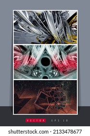 Conjunto de banners tecnológicos, vector fácil de editar