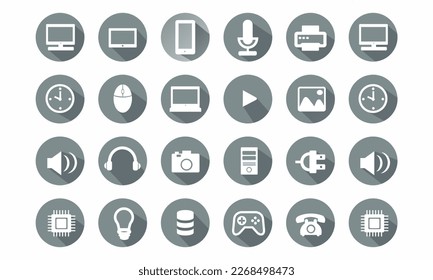  set technology and communiocation vector icon