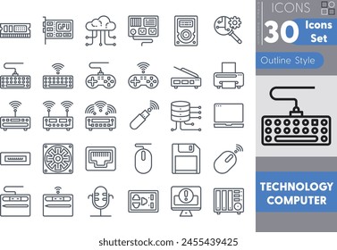 Set of Technology Computer outline icons in linear style. User opinion and survey. Out
line icon collection. Conceptual pictogram and infographic.