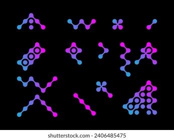 Set of technology connection with abstract dot, molecule logo template