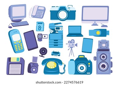 Set of Technology Cute Flat Design Illustration