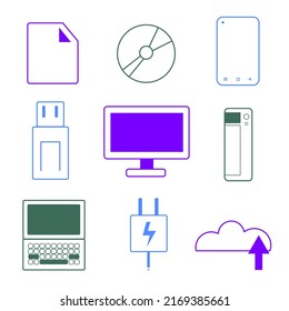 Set of Technology and Device Icon, Modern Outlined