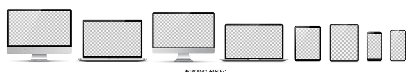 Establecer dispositivos tecnológicos con pantalla vacía aislada - vector de stock