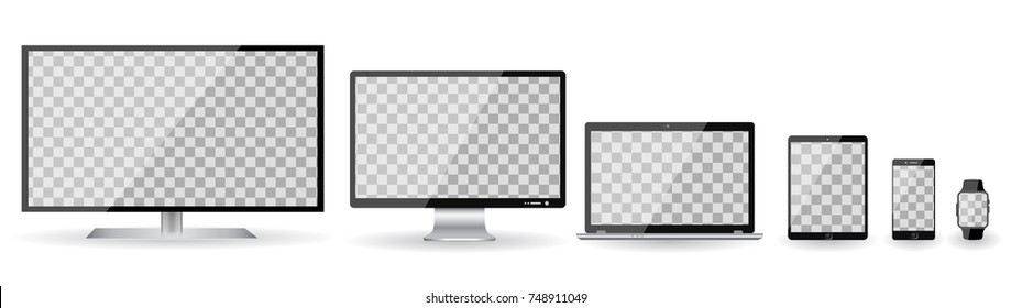 Set technology devices - stock vector