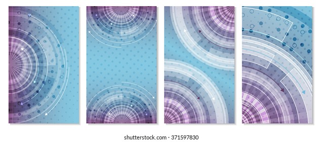 Set of technology futuristic vector background with circular pattern and arrows/can be used for mobile phone wallpaper.