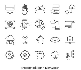 set of technology icon, such as ai, cloud, robot, 5g