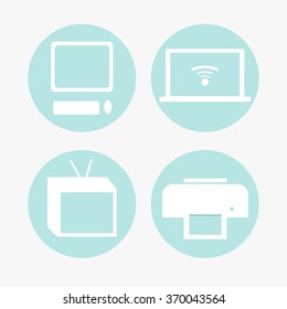 Set of technology icons with background. Vector illustration