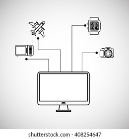 set of technology  icons design, vector illustration