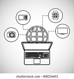 set of technology  icons design, vector illustration