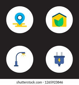 Set of technology icons flat style symbols with eco house, street light, smart energy and other icons for your web mobile app logo design.