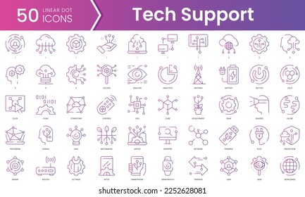 Set of technology icons. Gradient style icon bundle. Vector Illustration