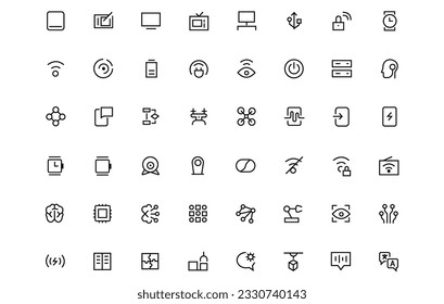 Conjunto de iconos de tecnología. Industria 4.0, 5g, ai, robot, iot, paquete de ilustración de vector de programación