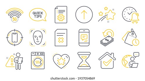 Set Of Technology Icons, Such As 5g Wifi, Time, Ranking Star Symbols. Vector