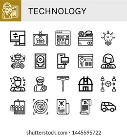 Set of technology icons such as Receptionist, Responsive, Wedding photo, Search engine, Credit card, Idea, Robot, Hard drive, Computer, Password, Scientist, Programmer , technology
