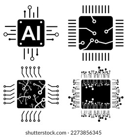 conjunto de iconos de tecnología adecuados para logotipos