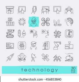 Set of technology icons. Various high tech icons. 