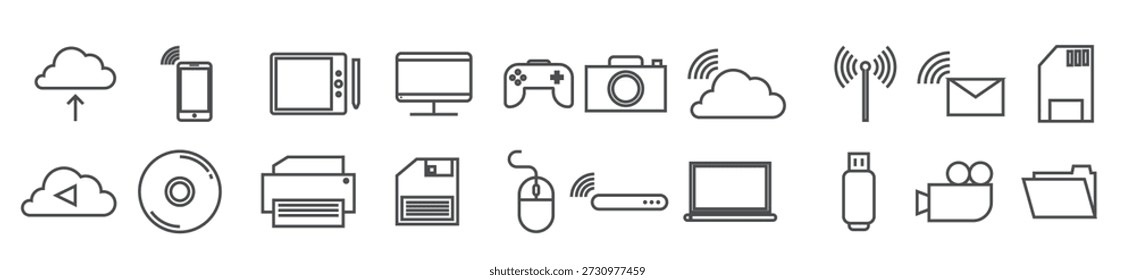 conjunto de tecnologia ícones ilustração vetorial
