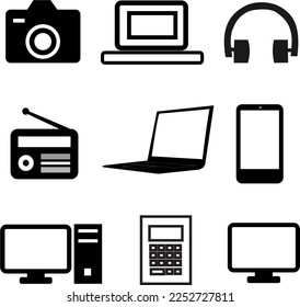 Conjunto de iconos de tecnología con fondo blanco