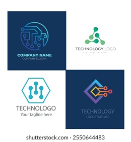 Set of technology letter S dot logo design and business card. initial S for symbol tech, internet, system, Artificial Intelligence and computer. inspiration logo design modern