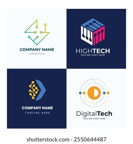 Conjunto de diseño de logotipo de punto de letra de tecnología y tarjeta de visita. símbolo inicial S para tecnología, Internet, sistema, Inteligencia Artificial e inspiración informática. diseño de logotipo moderno