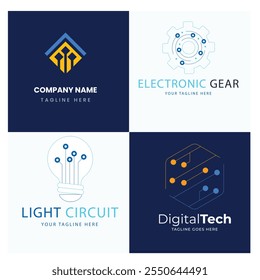 Set of technology letter S dot logo design and business card. initial S for symbol tech, internet, system, Artificial Intelligence and computer. inspiration logo design modern