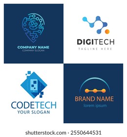 Set of technology letter S dot logo design and business card. initial S for symbol tech, internet, system, Artificial Intelligence and computer. inspiration logo design modern