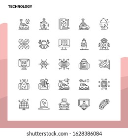 Set of Technology Line Icon set 25 Icons. Vector Minimalism Style Design Black Icons Set. Linear pictogram pack.