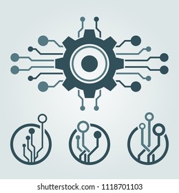 Set of technology logo design. Global communication. Connection icon.