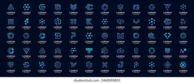 Set of technology logo design template. abstract letter symbol tech, internet, system, Etc