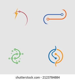 set of technology logo design vector