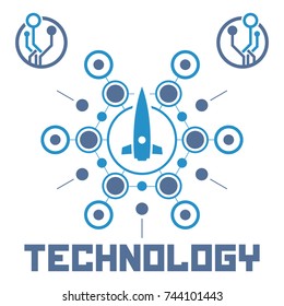 Set of technology logo template. Rocket icon.