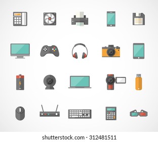Computer Input Output Devices Icons Set Stock Vector (Royalty Free ...