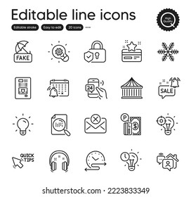 Set of Technology outline icons. Contains icons as Quick tips, Time management and Loyalty card elements. Parking payment, Promotion bell, 24h service web signs. Coffee vending, Seo idea. Vector
