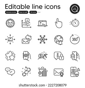 Set of Technology outline icons. Contains icons as Chemical formula, Puzzle game and Cardboard box elements. Approved, Cyber attack, Lock web signs. Air conditioning, Seo shopping. Vector