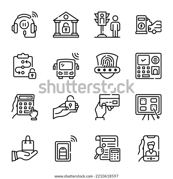 Set of\
Technology and Privacy Line\
Icons\
\
